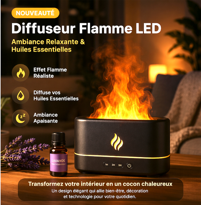 Diffuseur Flamme LED – Aromathérapie & Ambiance