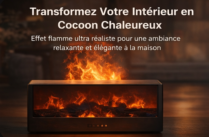 Diffuseur Cheminée Aromathérapie – Flamme LED 7 Couleurs, Ultrasonique & Télécommande