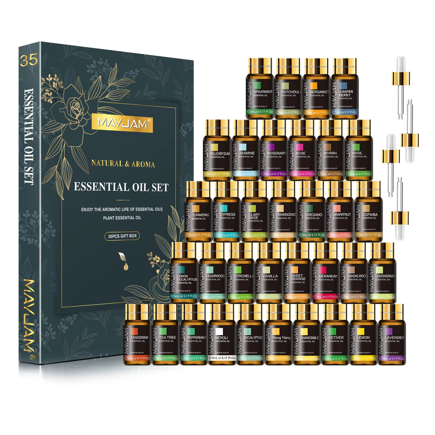 35Pcs/Set Essential Oils for Diffuser DIY Making Scent Candle Massage Burner Air Freshener Aroma Oil Christmas Gift Box