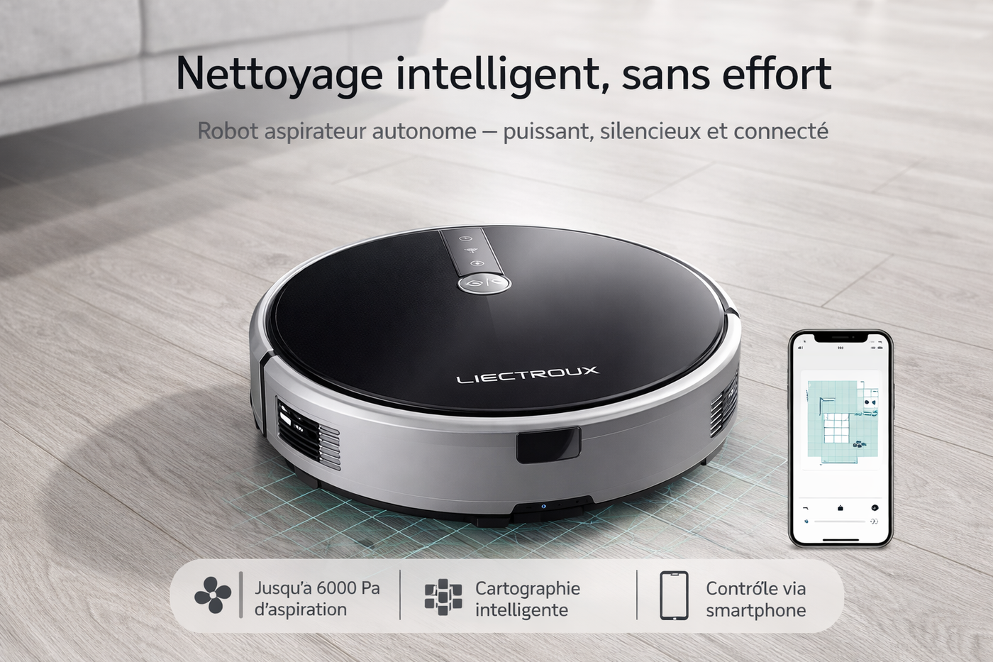 Robot Aspirateur Connecté – Cartographie Intelligente & Contrôle WiFi