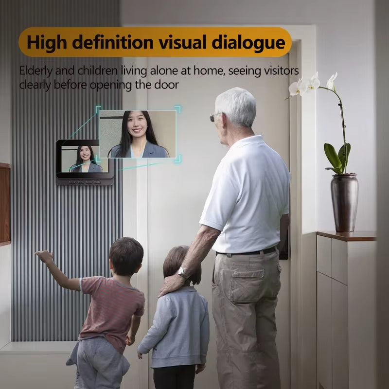 Sonnette Interphone Vidéo Sans Fil HD – Vision Nocturne, Écran 4,3” IPS, Étanche – Caméra de Sécurité Maison Connectée