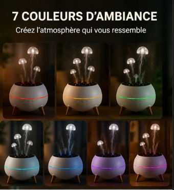 Diffuseur Méduse LED – Fumée Réactive au Son, 7 Couleurs