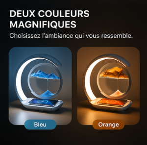 Lampe Sablier 3D – Déco Hypnotisante &amp; Recharge Sans Fil 15W