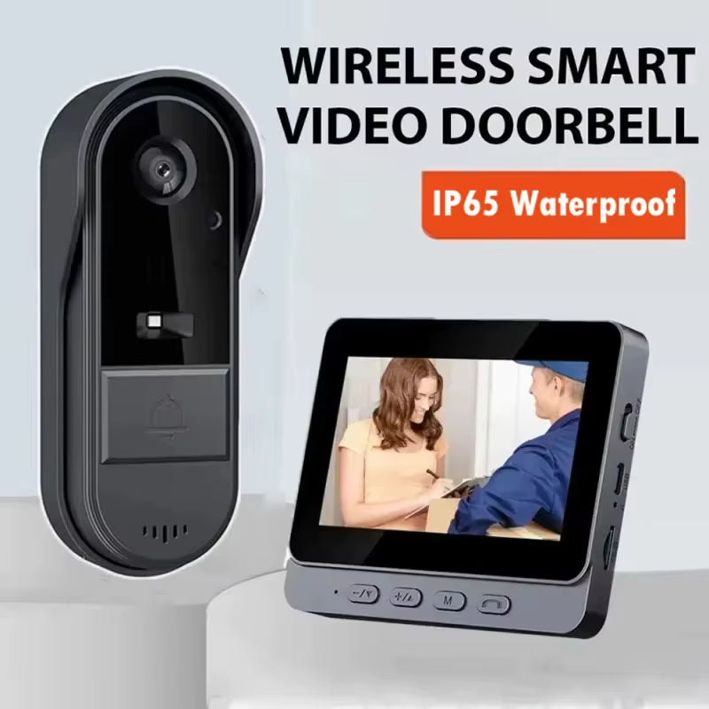 Sonnette Interphone Vidéo Sans Fil HD – Vision Nocturne, Écran 4,3” IPS, Étanche – Caméra de Sécurité Maison Connectée