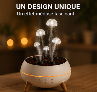 Diffuseur Méduse LED – Fumée Réactive au Son, 7 Couleurs