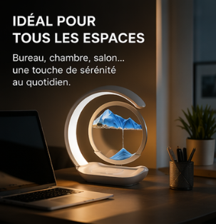 Lampe Sablier 3D – Déco Hypnotisante & Recharge Sans Fil 15W