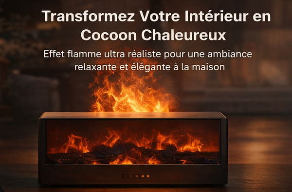 Diffuseur Cheminée Aromathérapie – Flamme LED 7 Couleurs, Ultrasonique & Télécommande
