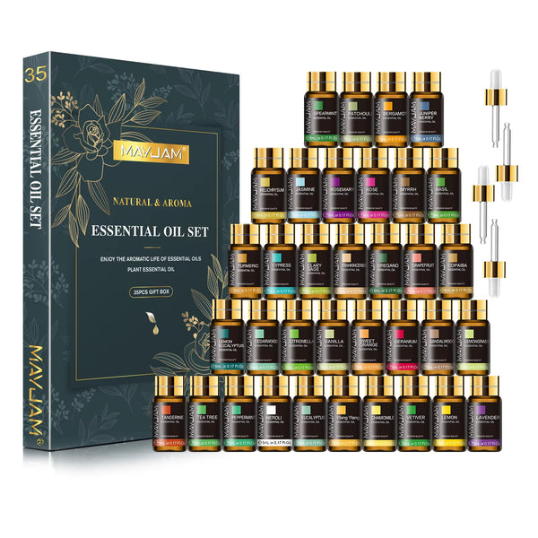 Coffret Bien-Être 35 Huiles Essentielles – Relaxation, Diffuseur & Création Maison